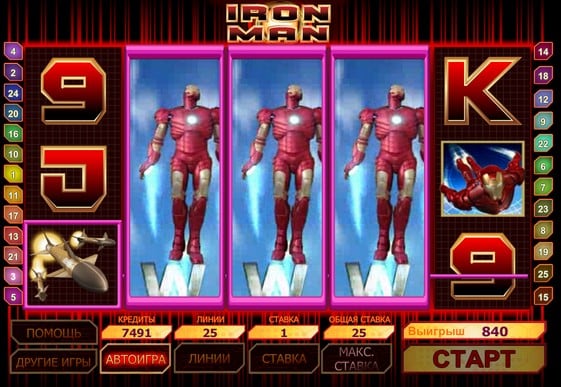Символы игрового автомата Iron Man