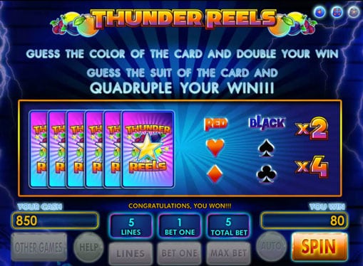 Игра на удвоение в автомат Thunder Reels