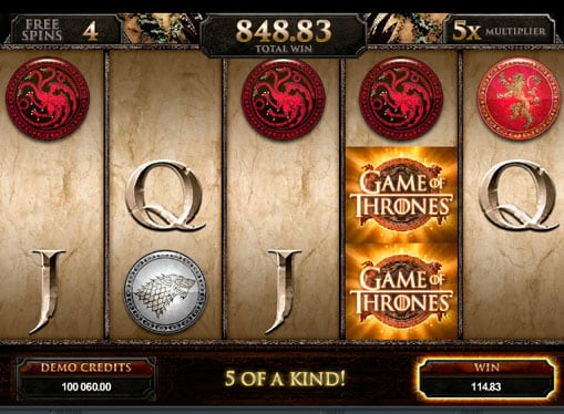 Выпадение бонусов в игровом автомате Game of Thrones
