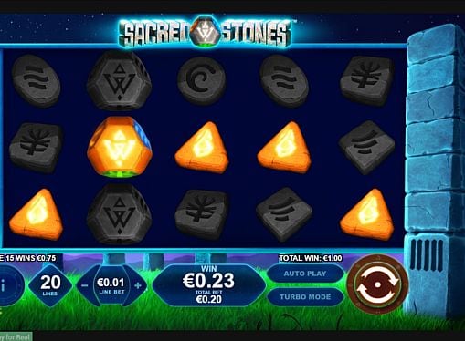 Призовая комбинация с диким знаком в игровом автомате Sacred Stones