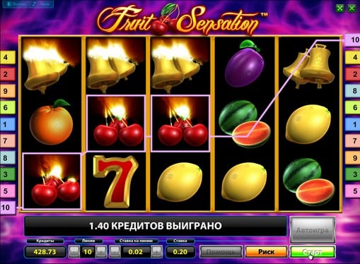 Комбинация символов с выигрышем в автомате Fruit Sensation Deluxe